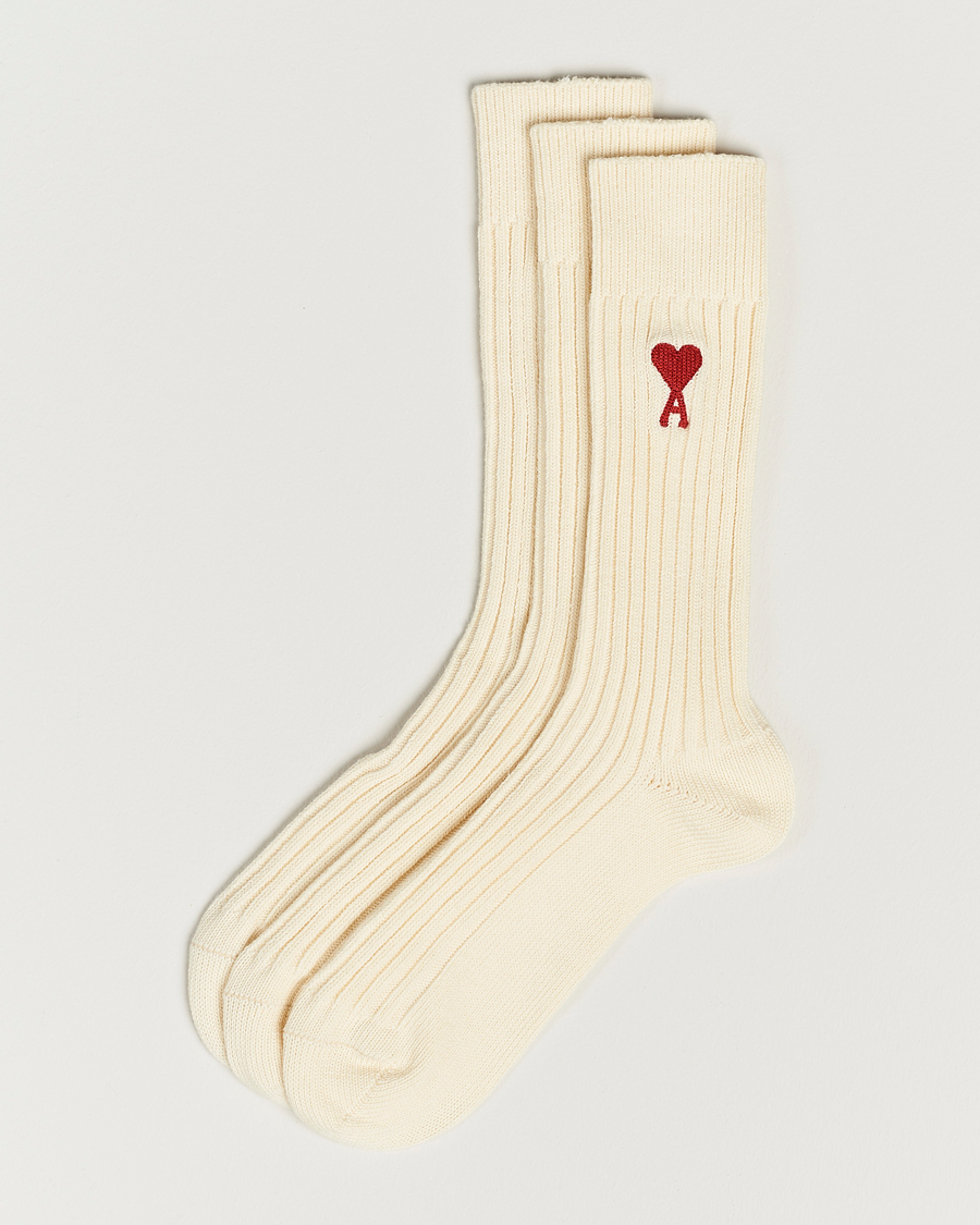Hombres | Ropa interior y calcetines | AMI | 3-Pack Heart Socks White