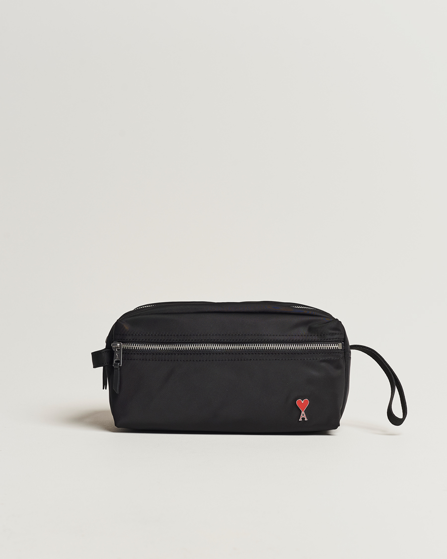 Hombres | AMI Heart Logo Wash Bag Black | AMI | Heart Logo Wash Bag Black