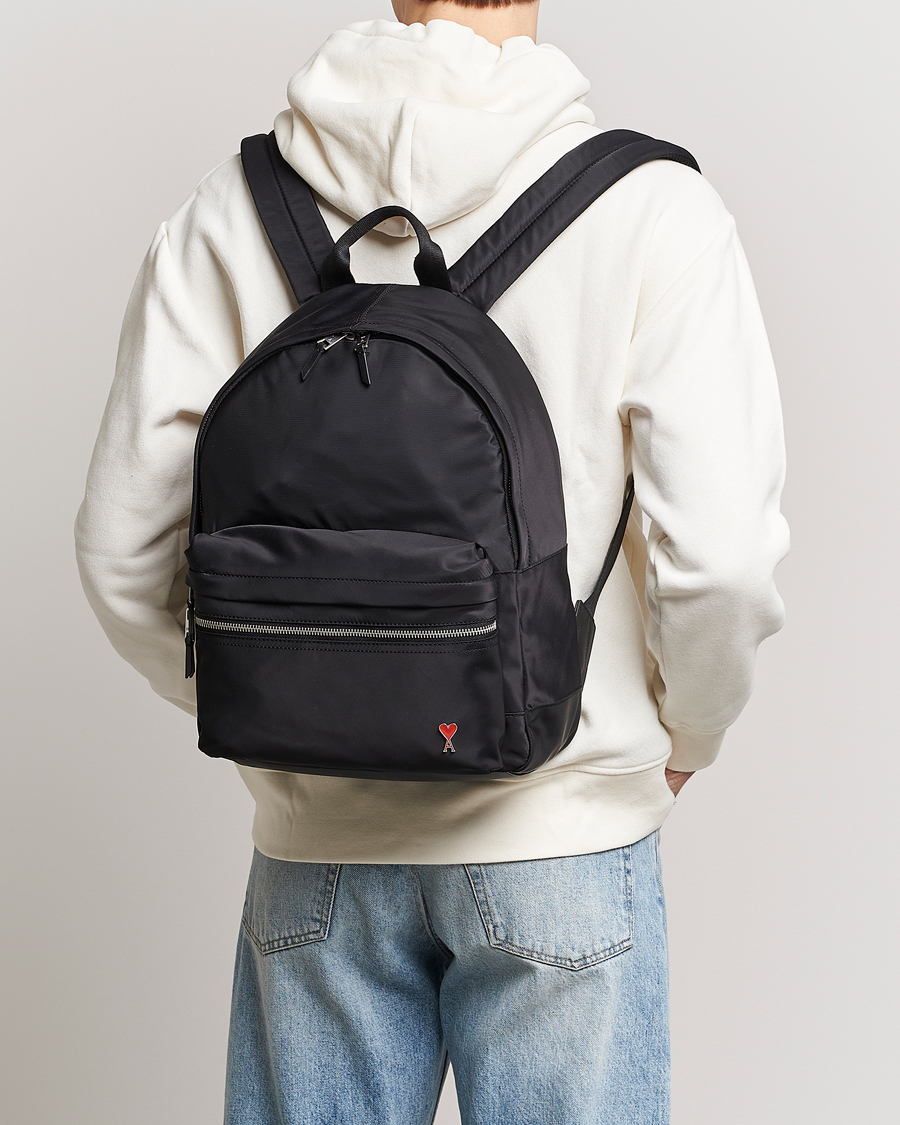 Hombres | AMI Heart Logo Backpack Black | AMI | Heart Logo Backpack Black