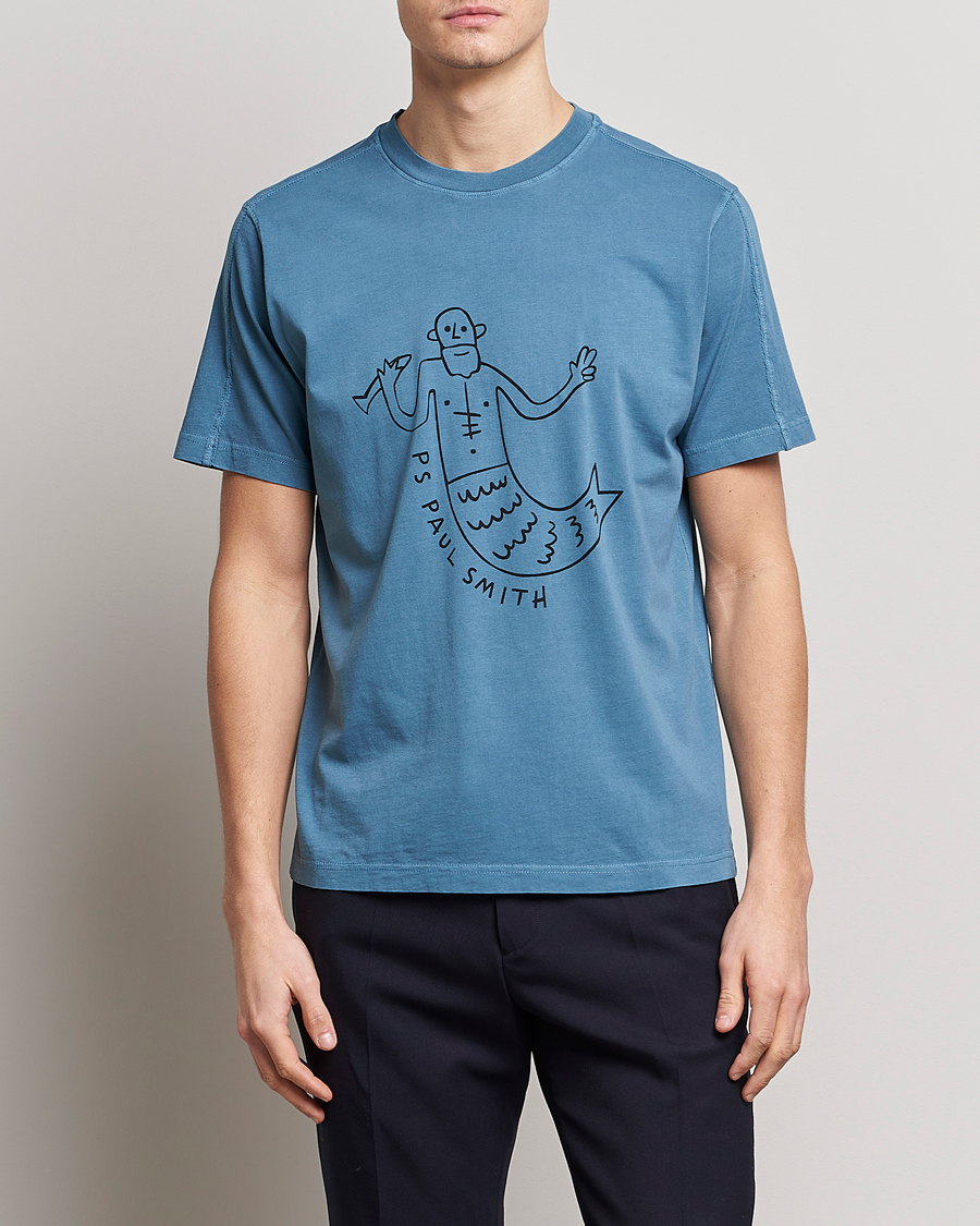 Hombres | Camisetas | PS Paul Smith | Organic Cotton Manmaid T-Shirt Blue