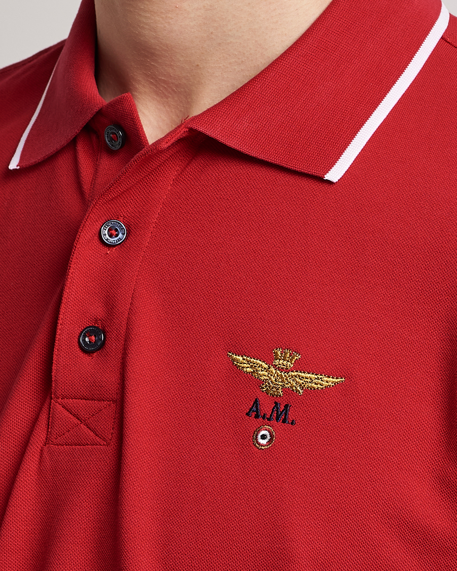 Hombres | Polos | Aeronautica Militare | Garment Dyed Cotton Polo Red