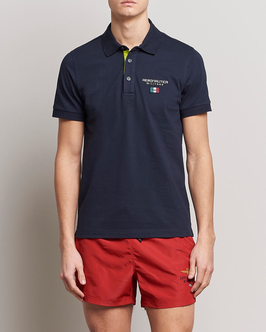Hombres | Polos | Aeronautica Militare | Stretch Cotton Polo Navy Blue