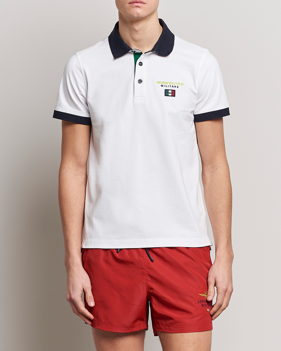 Hombres | Polos | Aeronautica Militare | Stretch Cotton Polo Off White