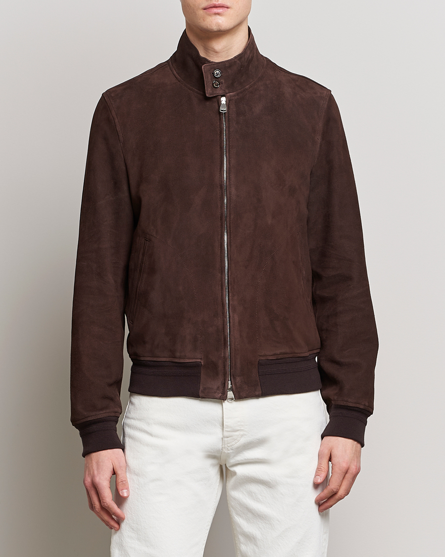 Hombres | Abrigos y chaquetas | Valstar | Suede Zip Blouson Dark Brown
