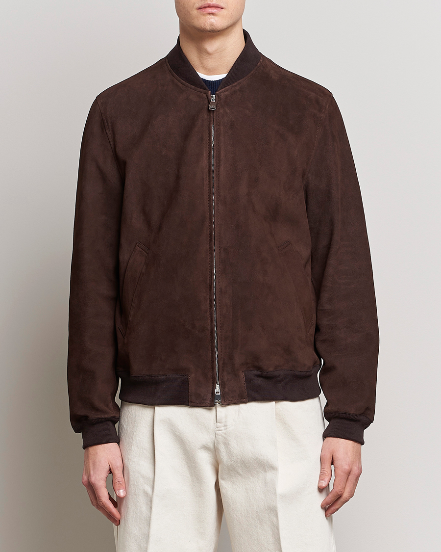 Hombres | Abrigos y chaquetas | Valstar | Suede Bomber Jacket Dark Brown