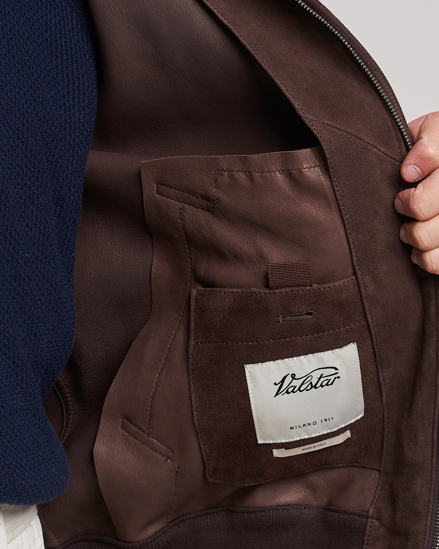 Hombres | Abrigos y chaquetas | Valstar | Suede Bomber Jacket Dark Brown