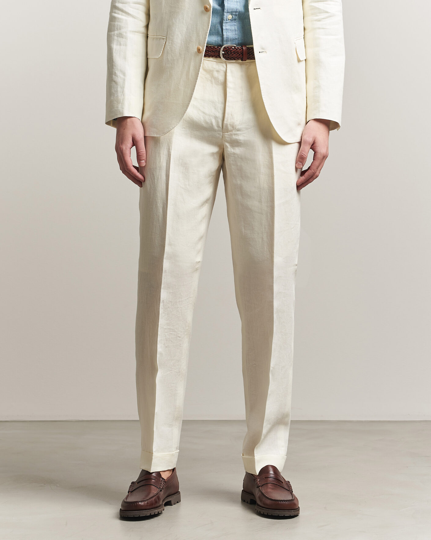 Hombres | Pantalones | Polo Ralph Lauren | Linen Pleated Trousers Cream