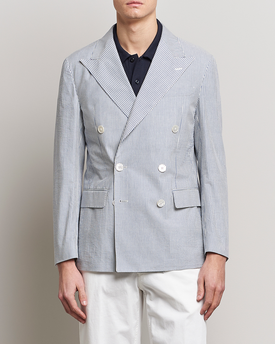 Hombres | Blazers | Polo Ralph Lauren | Cotton Seersucker Sportcoat Cream/Antique Blue