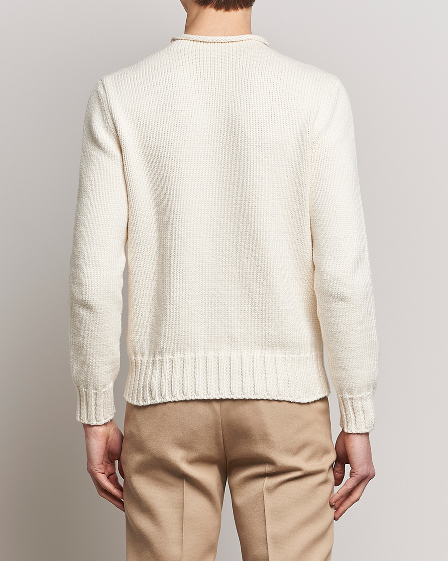Hombres | Jerséis y prendas de punto | Ralph Lauren Purple Label | Caged Cotton Rib Sweater Natural