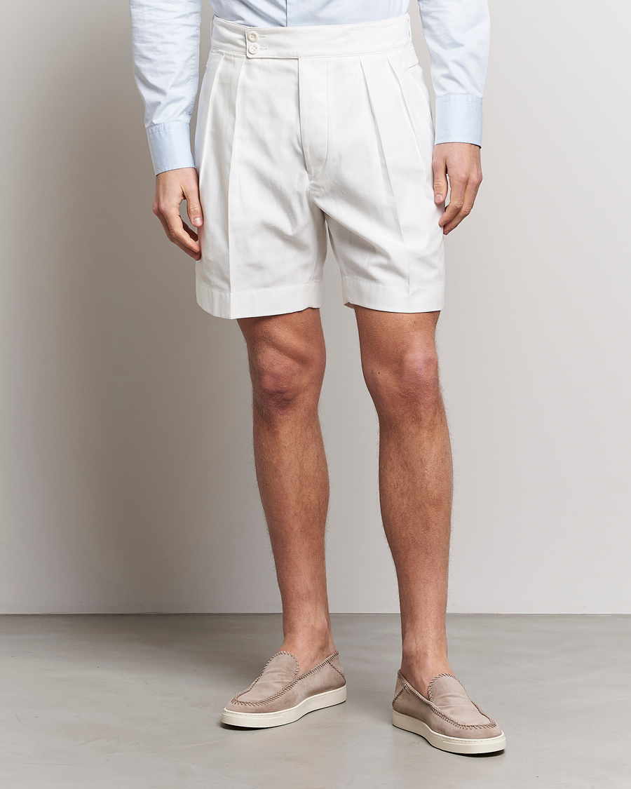 Hombres | Pantalones cortos | Ralph Lauren Purple Label | High Waist Linen Shorts Ivory