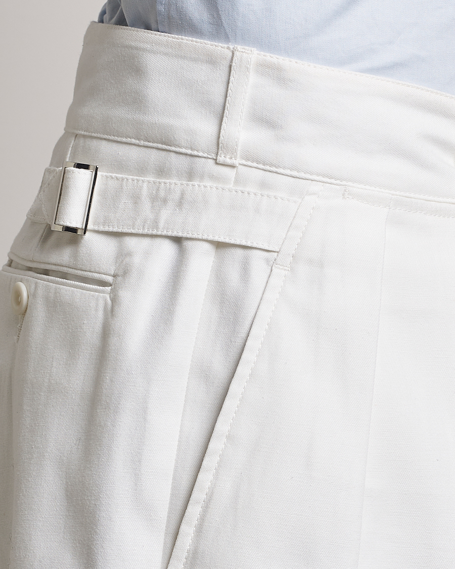Hombres | Pantalones cortos | Ralph Lauren Purple Label | High Waist Linen Shorts Ivory