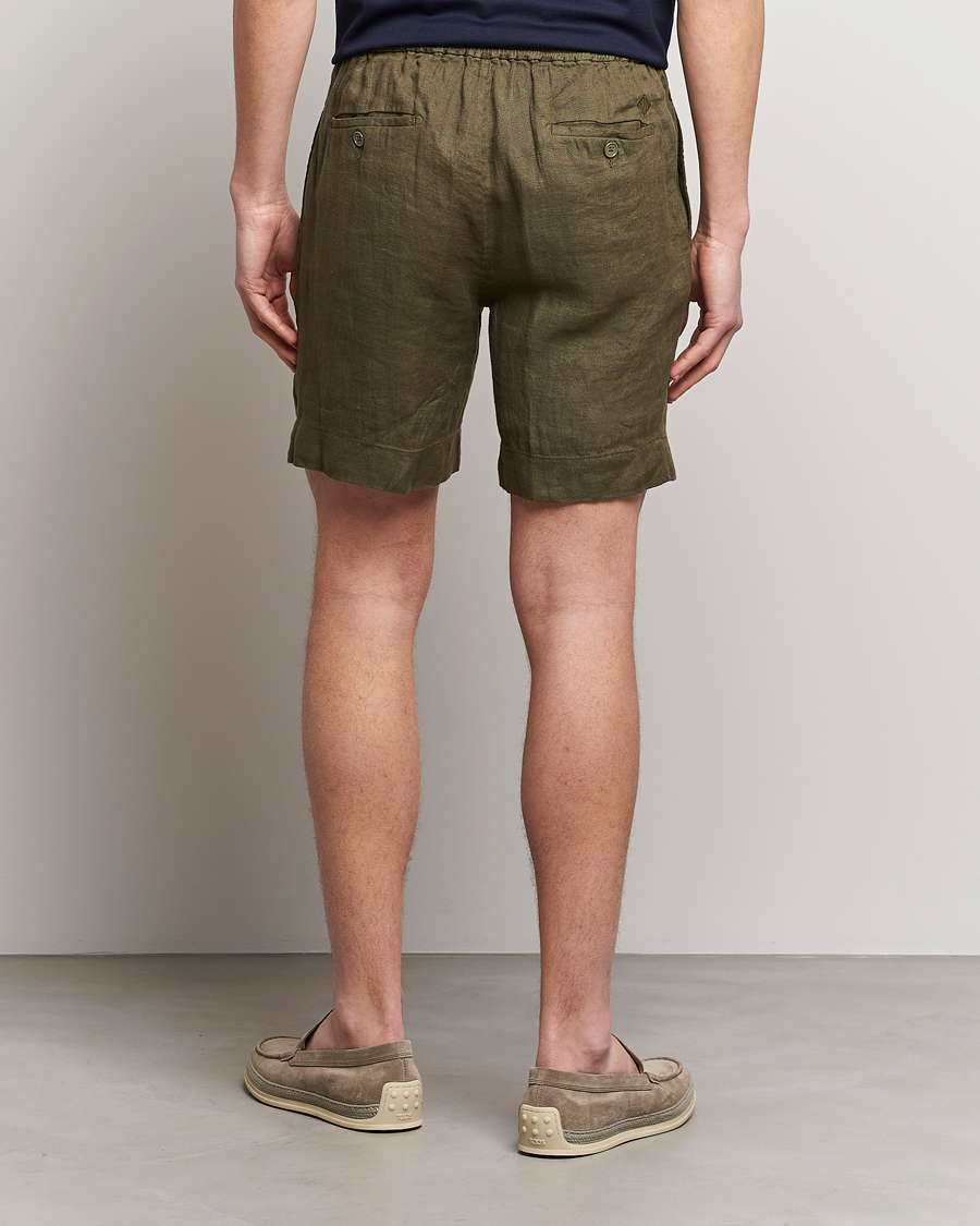Hombres | Pantalones cortos | Ralph Lauren Purple Label | Rumpled Linen Shorts Olive
