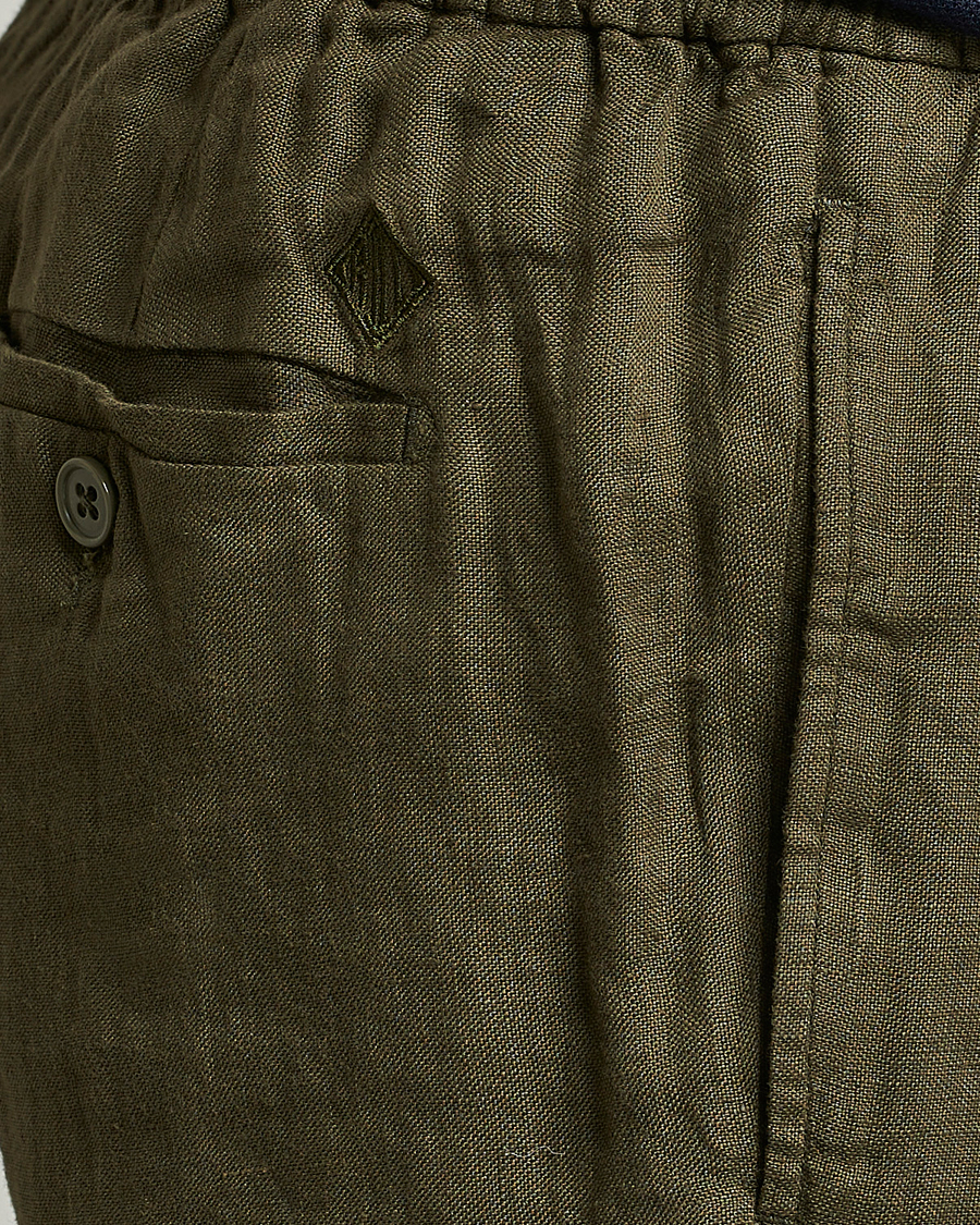 Hombres | Pantalones cortos | Ralph Lauren Purple Label | Rumpled Linen Shorts Olive
