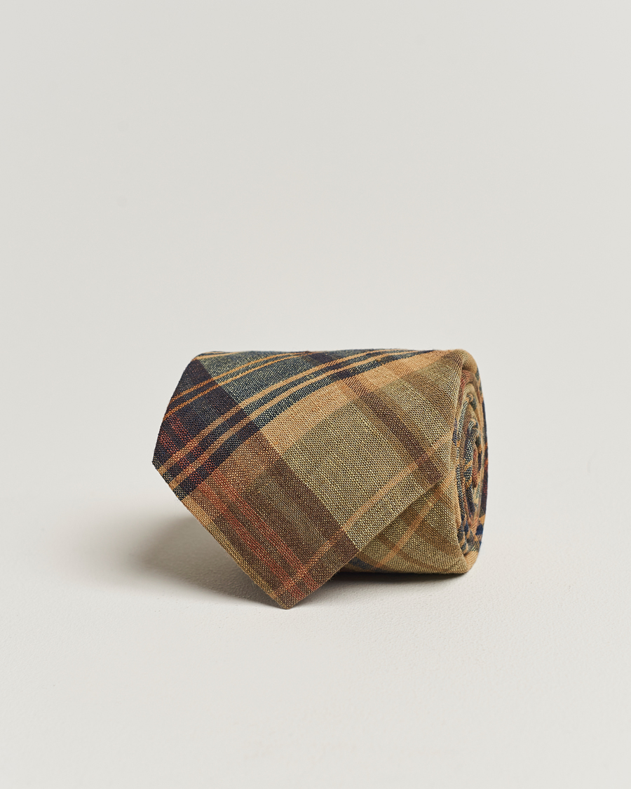 Hombres | Ralph Lauren Purple Label Plaid LinenTie Khaki Multi | Ralph Lauren Purple Label | Plaid LinenTie Khaki Multi