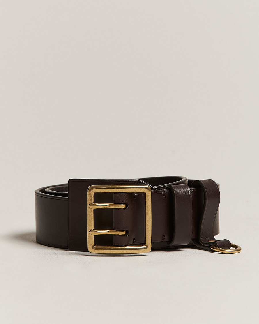 Hombres | Ralph Lauren Purple Label Vachetta Leather Belt Dark Brown | Ralph Lauren Purple Label | Vachetta Leather Belt Dark Brown