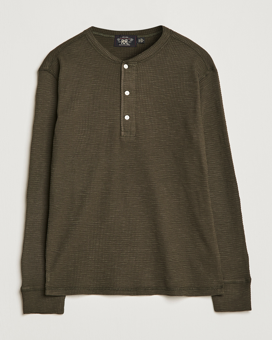 Hombres | Jerséis y prendas de punto | RRL | Long Sleeve Henley Dark Green