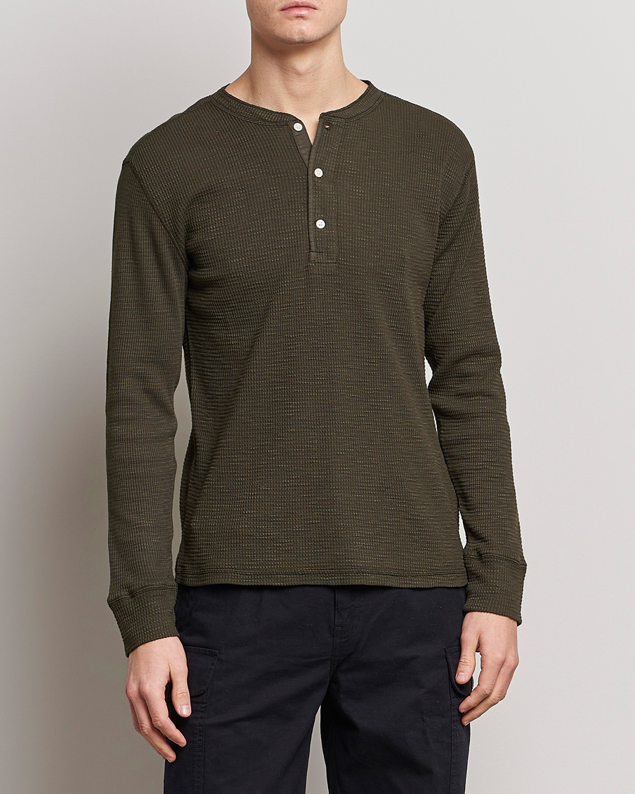 Hombres | Jerséis y prendas de punto | RRL | Long Sleeve Henley Dark Green