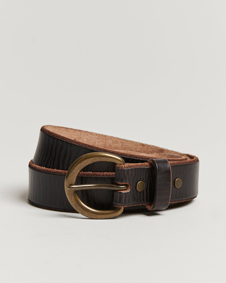 Hombres | RRL Terramce Tumbled Leather Belt Dark Brown | RRL | Terramce Tumbled Leather Belt Dark Brown