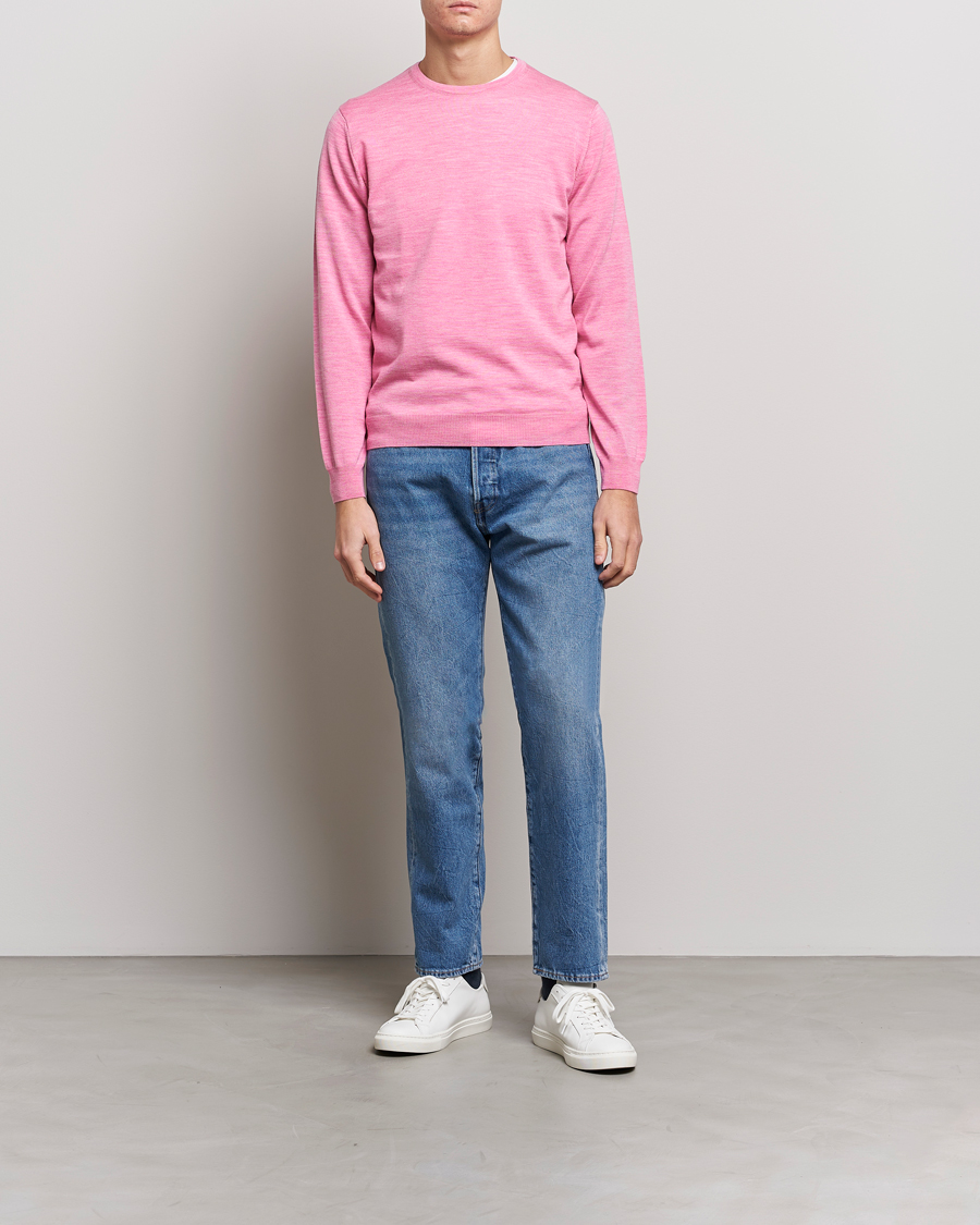 Hombres | Jerséis y prendas de punto | Stenströms | Merino Crew Neck Pink
