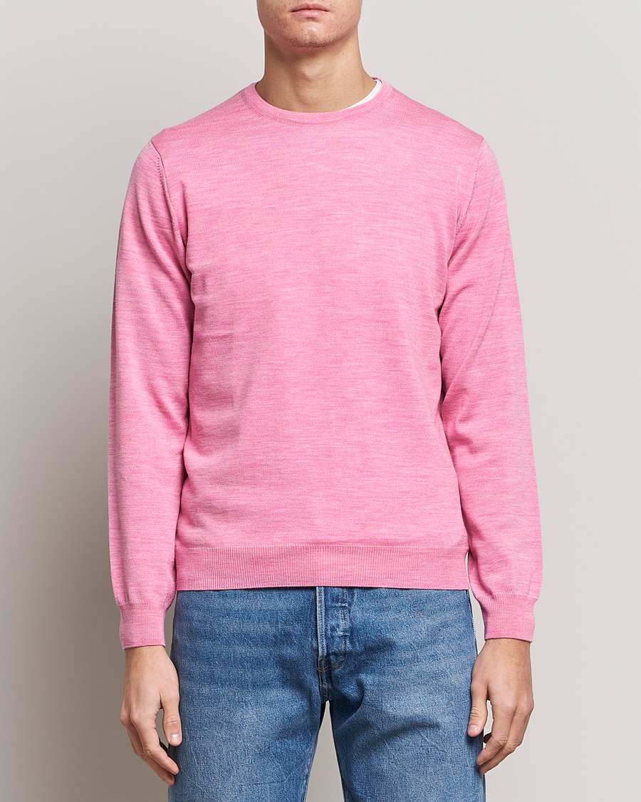 Hombres | Jerséis y prendas de punto | Stenströms | Merino Crew Neck Pink