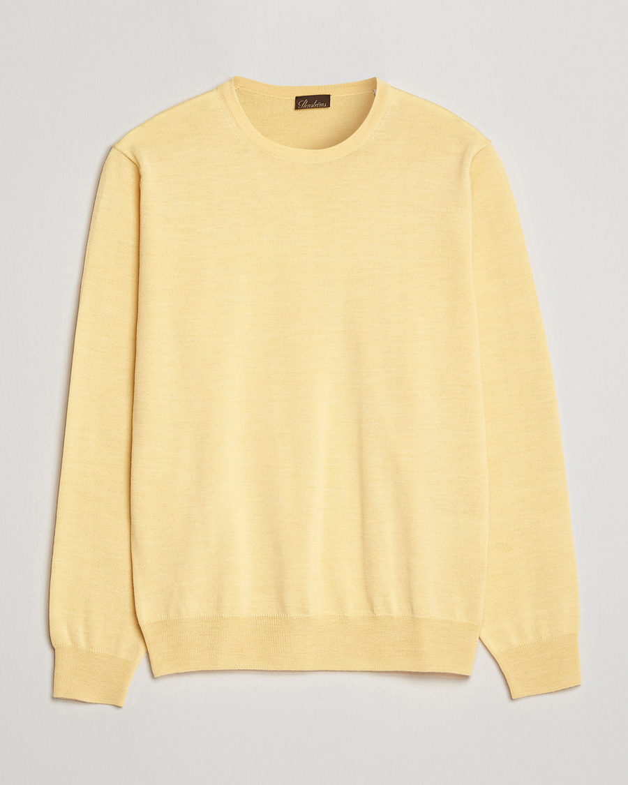 Hombres | Jerséis y prendas de punto | Stenströms | Merino Crew Neck Yellow