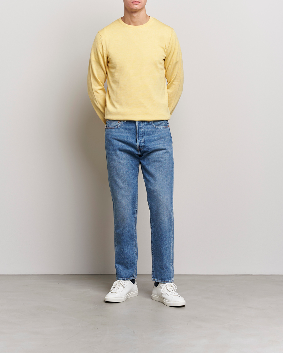 Hombres | Jerséis y prendas de punto | Stenströms | Merino Crew Neck Yellow