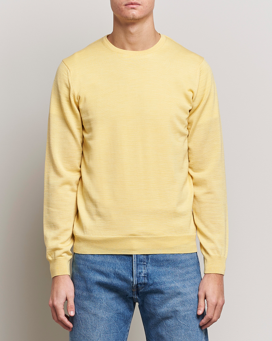 Hombres | Jerséis y prendas de punto | Stenströms | Merino Crew Neck Yellow