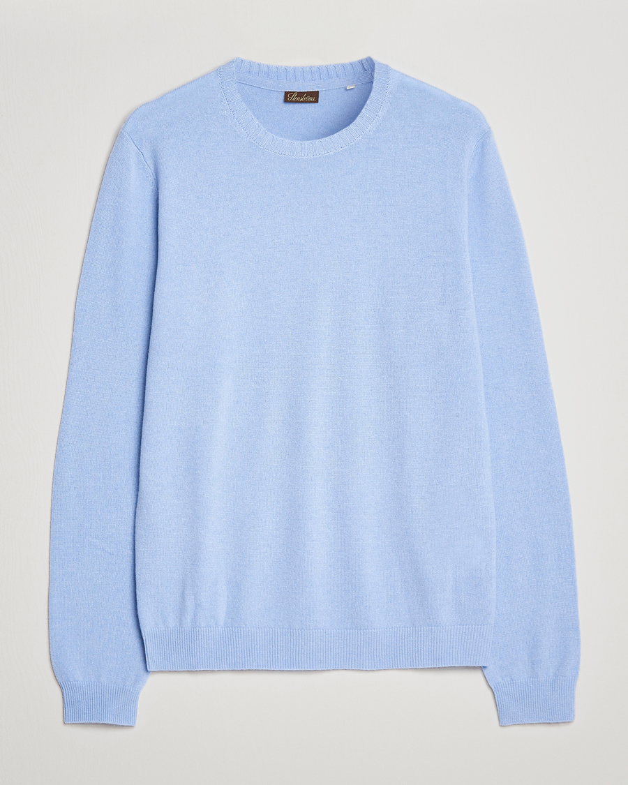 Hombres | Jerséis y prendas de punto | Stenströms | Cashmere Crew Neck Light Blue