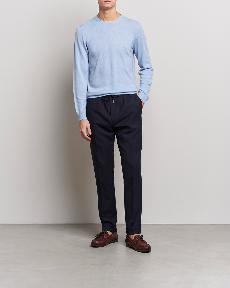 Hombres | Jerséis y prendas de punto | Stenströms | Cashmere Crew Neck Light Blue