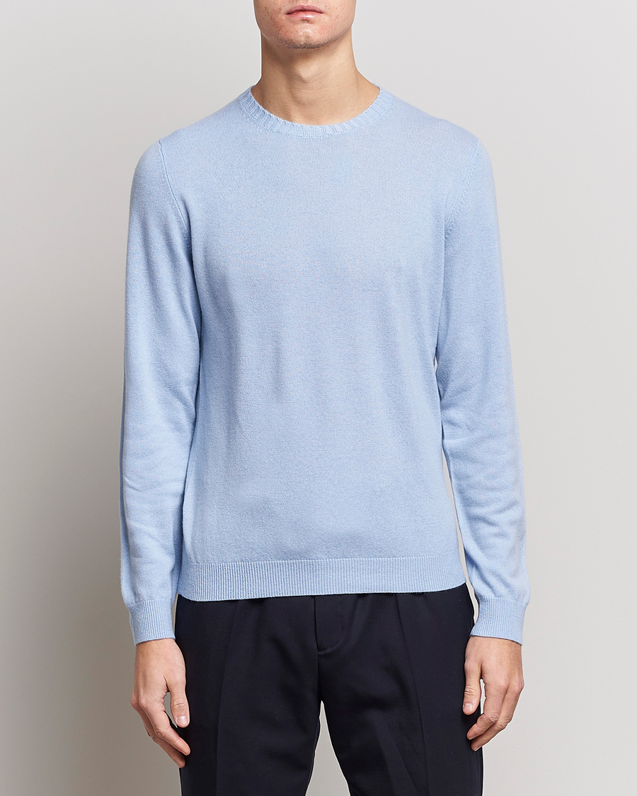Hombres | Jerséis y prendas de punto | Stenströms | Cashmere Crew Neck Light Blue