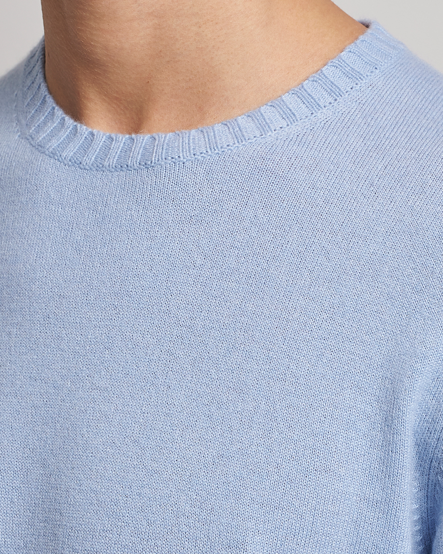 Hombres | Jerséis y prendas de punto | Stenströms | Cashmere Crew Neck Light Blue
