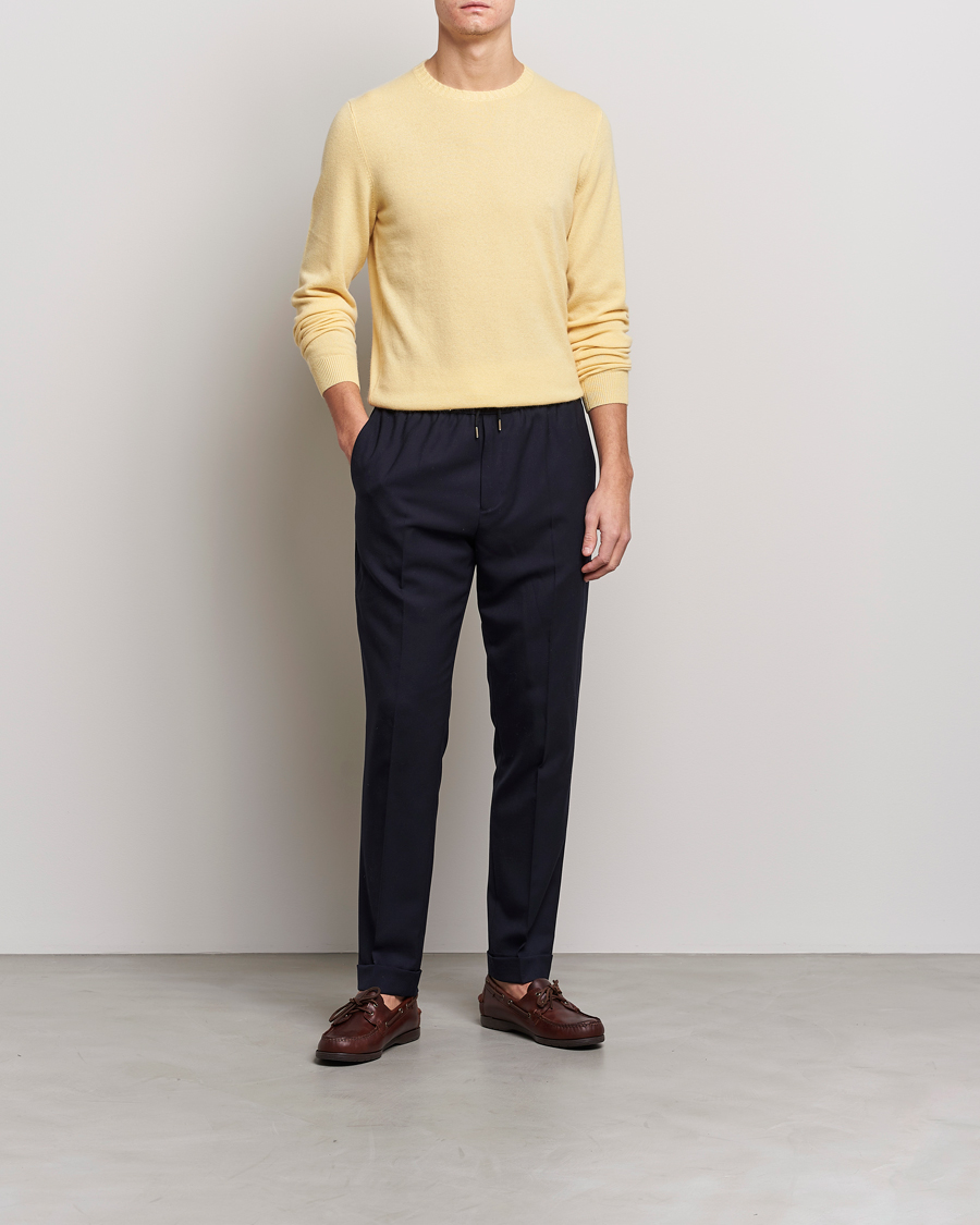 Hombres | Jerséis y prendas de punto | Stenströms | Cashmere Crew Neck Yellow