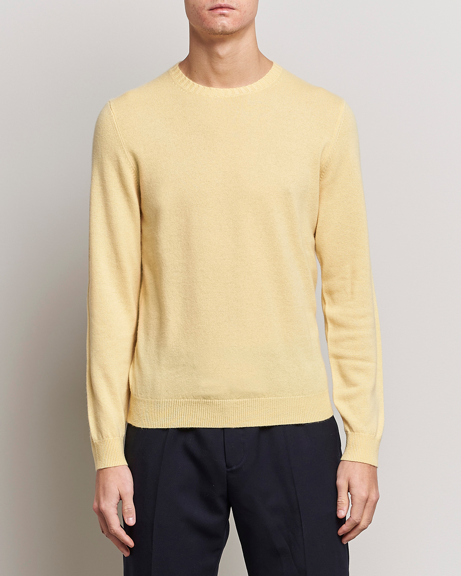Hombres | Jerséis y prendas de punto | Stenströms | Cashmere Crew Neck Yellow