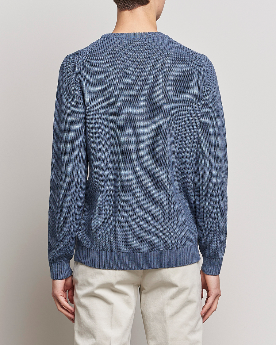 Hombres | Jerséis y prendas de punto | Stenströms | Merino Heavy Knitted Crew Neck Petrol Blue