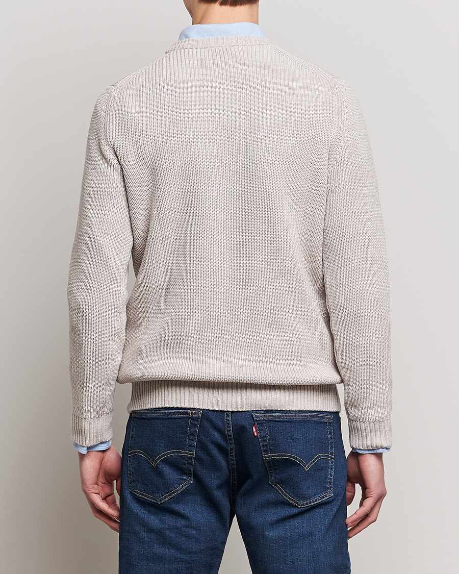 Hombres | Jerséis y prendas de punto | Stenströms | Merino Heavy Knitted Crew Neck Beige
