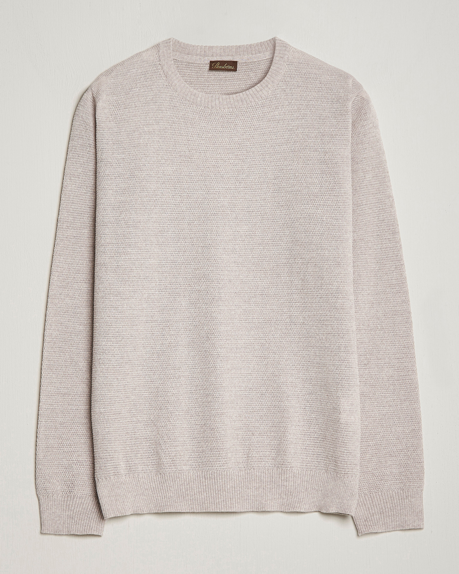 Hombres | Jerséis y prendas de punto | Stenströms | Textured Merino Crew Neck Beige