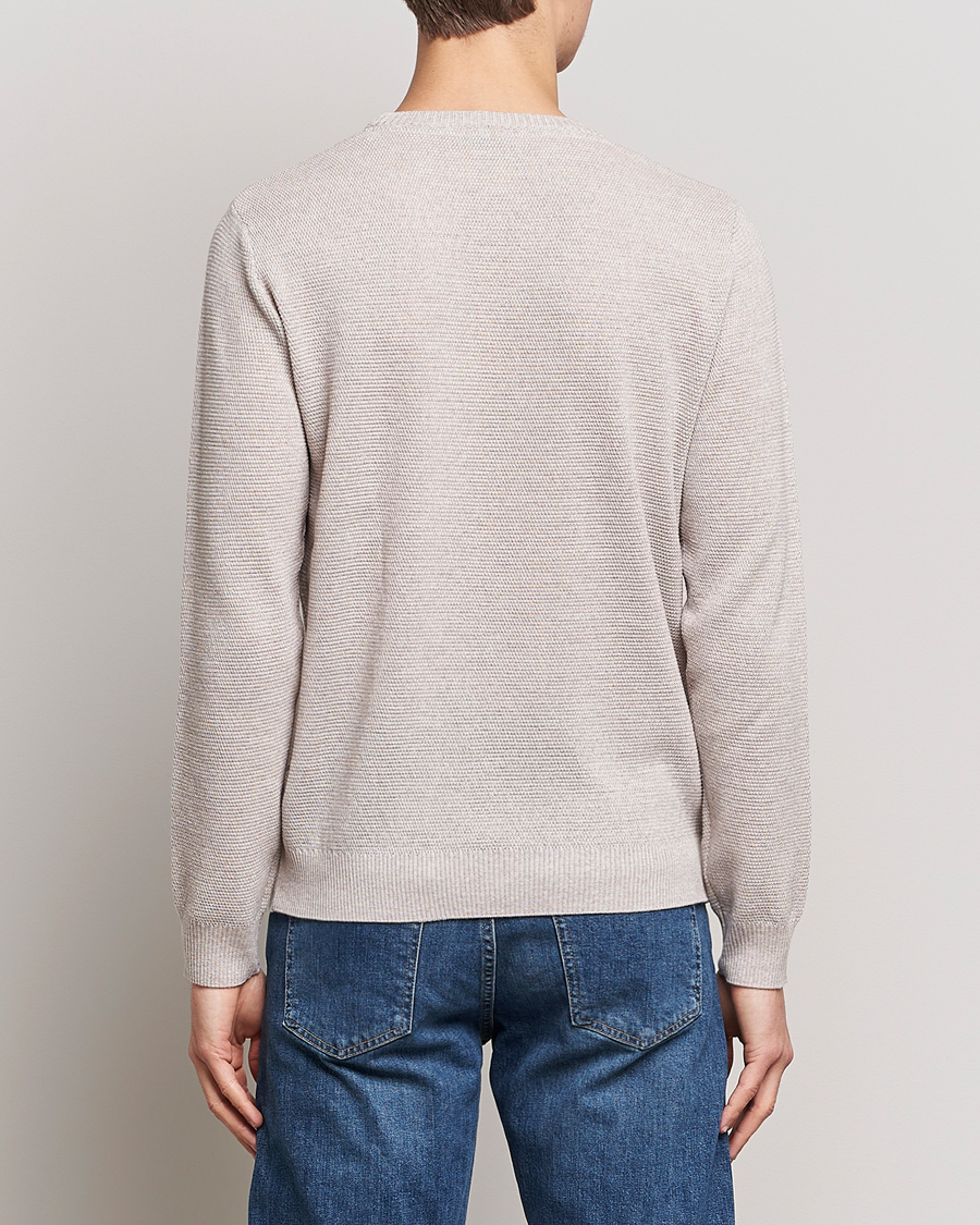 Hombres | Jerséis y prendas de punto | Stenströms | Textured Merino Crew Neck Beige