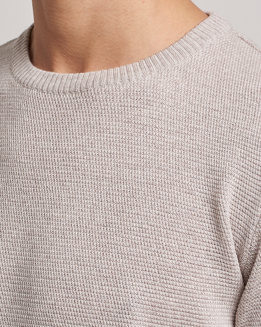 Hombres | Jerséis y prendas de punto | Stenströms | Textured Merino Crew Neck Beige