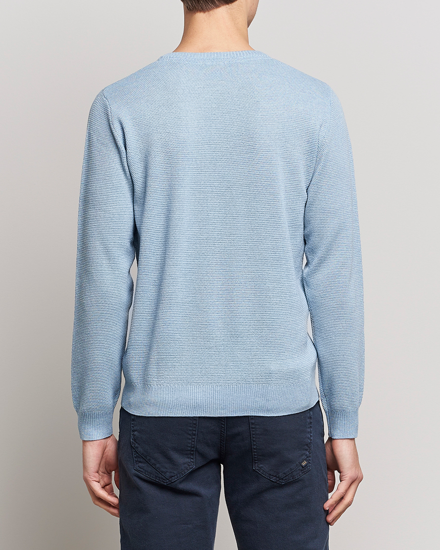 Hombres | Jerséis y prendas de punto | Stenströms | Textured Merino Crew Neck Light Blue