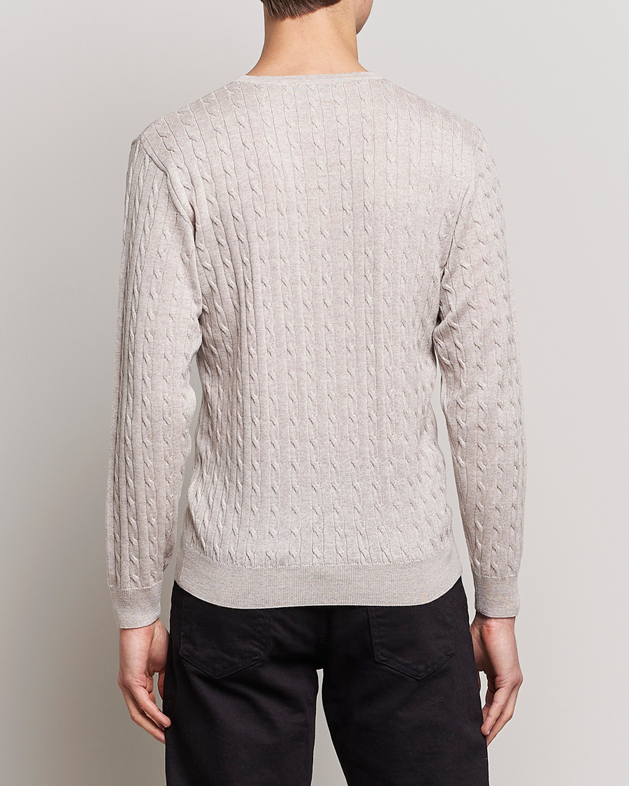 Hombres | Jerséis y prendas de punto | Stenströms | Merino Cable Crew Neck Beige