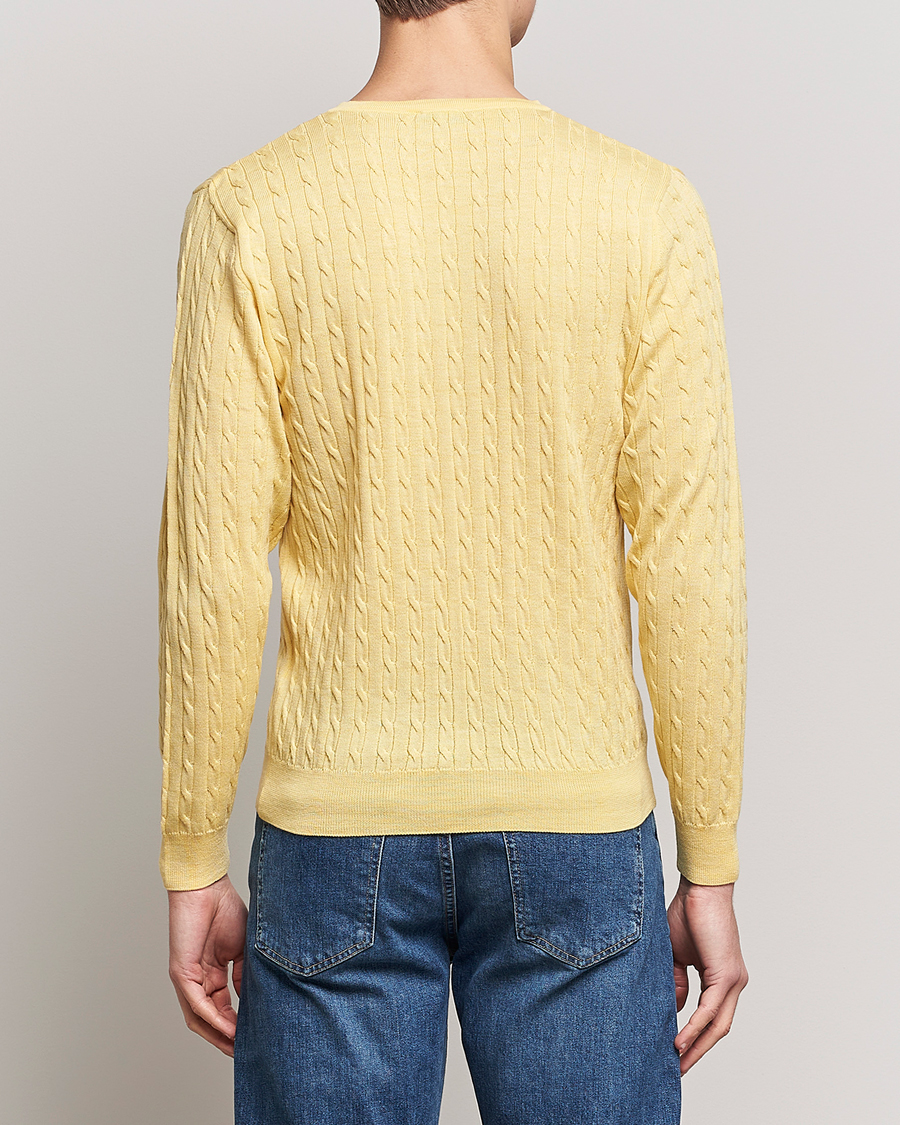 Hombres | Jerséis y prendas de punto | Stenströms | Merino Cable Crew Neck Yellow