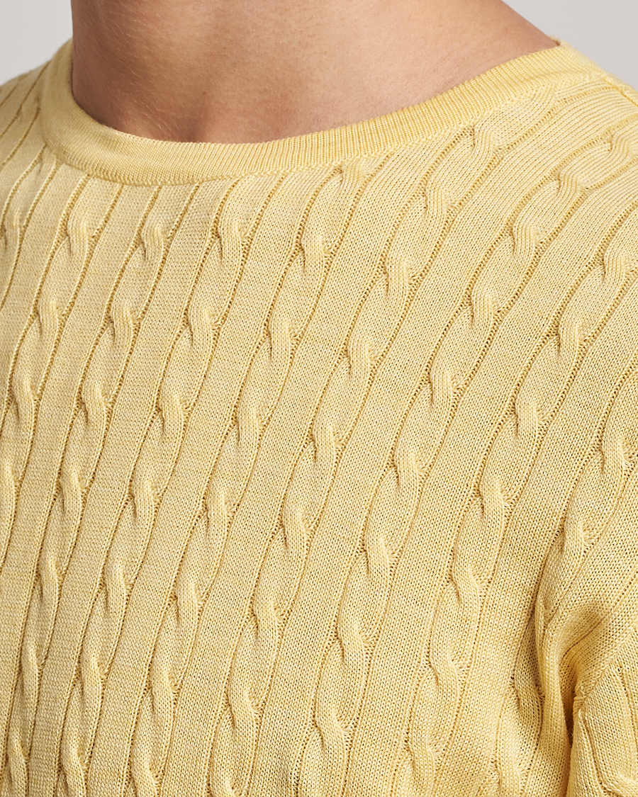 Hombres | Jerséis y prendas de punto | Stenströms | Merino Cable Crew Neck Yellow