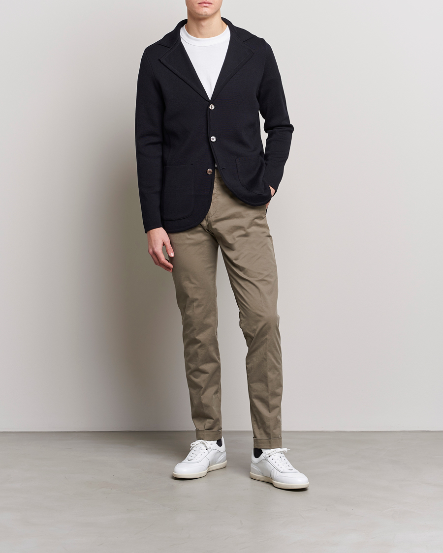 Hombres | Blazers | Stenströms | Milano Knitted Merino Blazer Navy