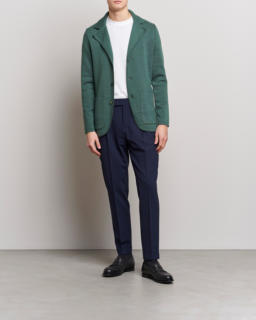 Hombres | Blazers | Stenströms | Knitted Merino Blazer Green
