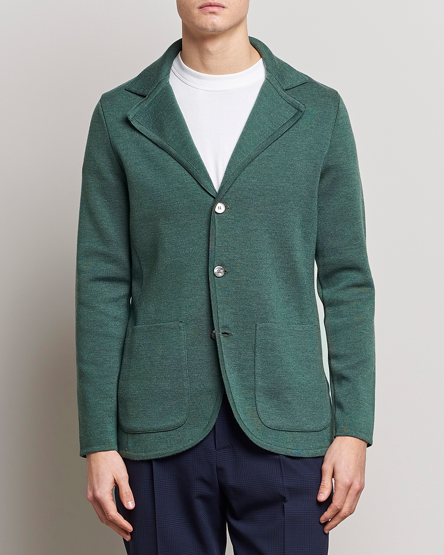 Hombres | Blazers | Stenströms | Knitted Merino Blazer Green