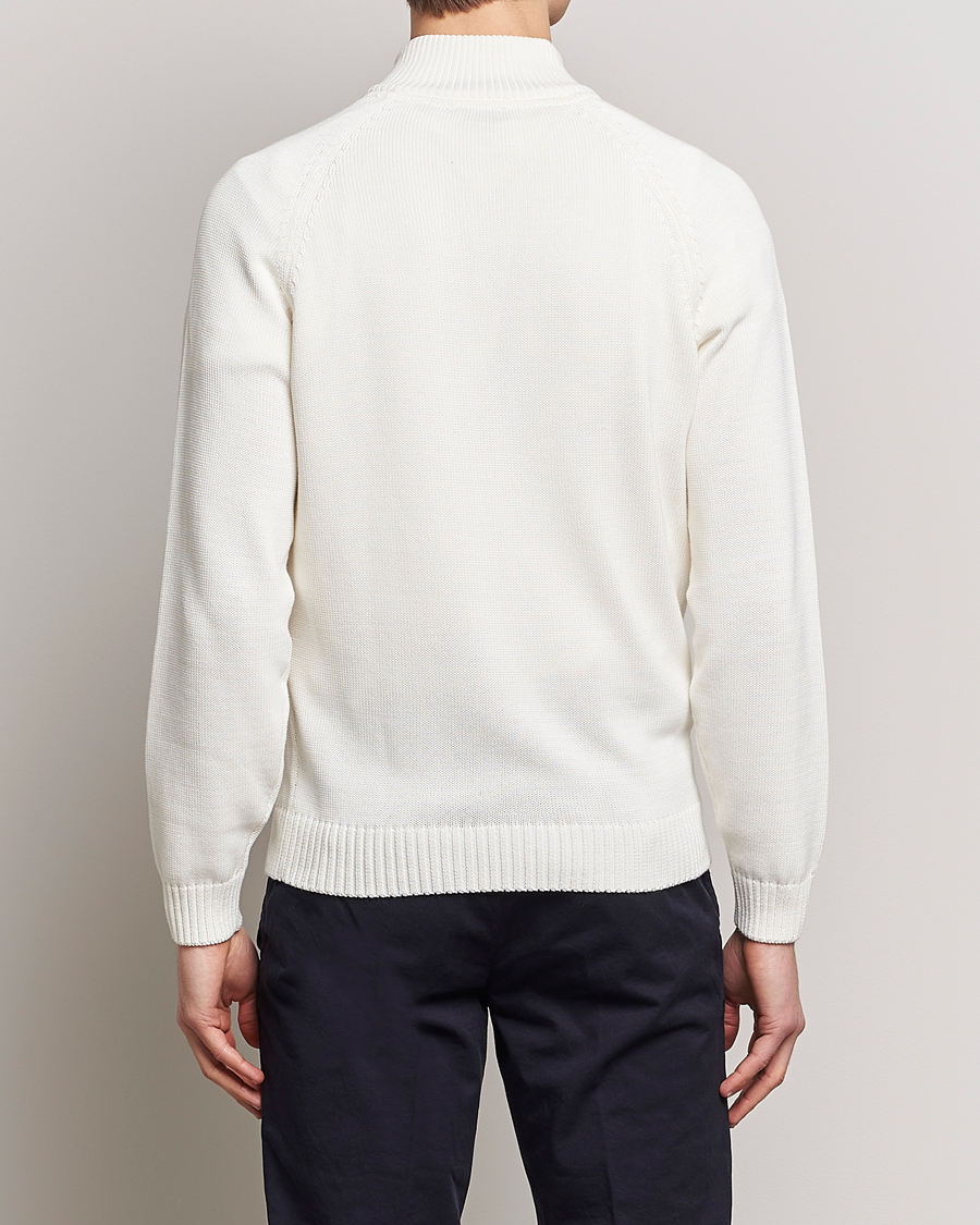 Hombres | Jerséis y prendas de punto | Stenströms | Knitted Cotton Half Zip White