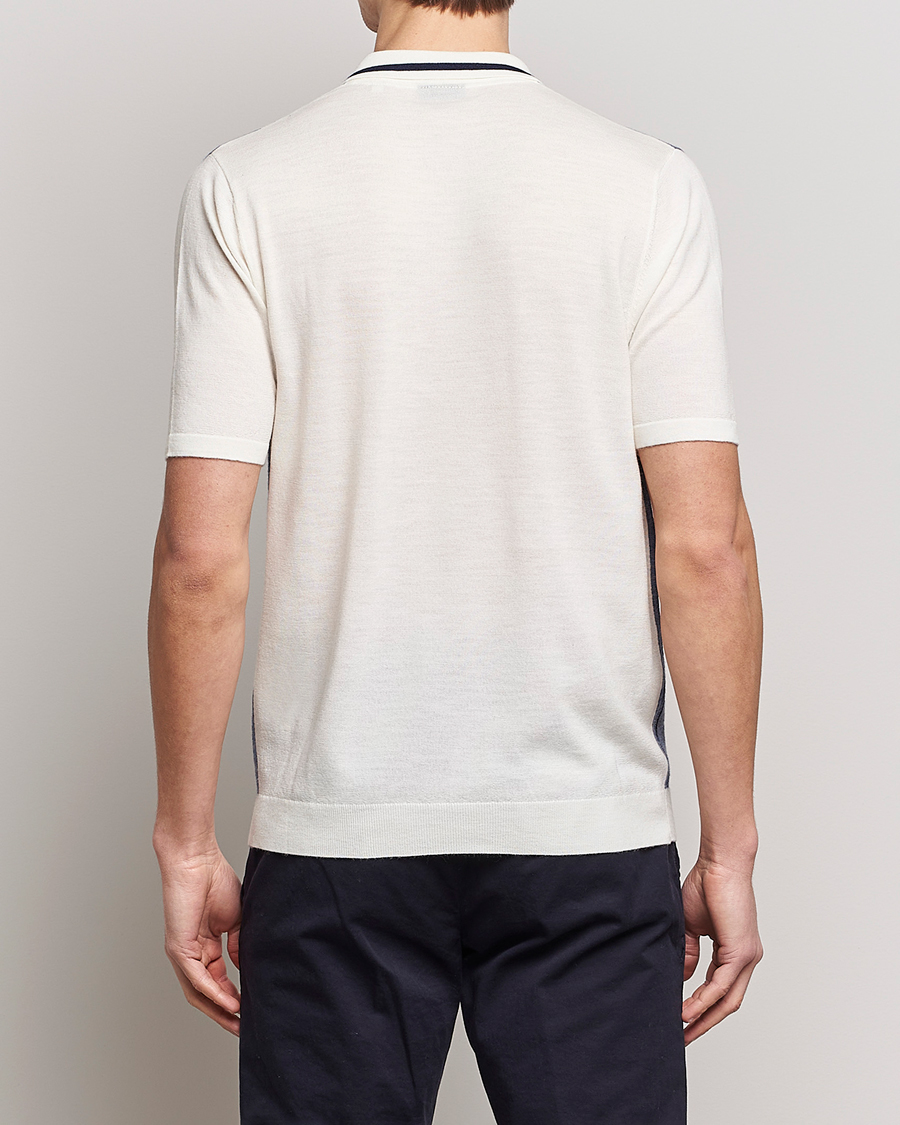 Hombres | Camisas | Stenströms | Ripley Merino Striped Polo Shirt Blue