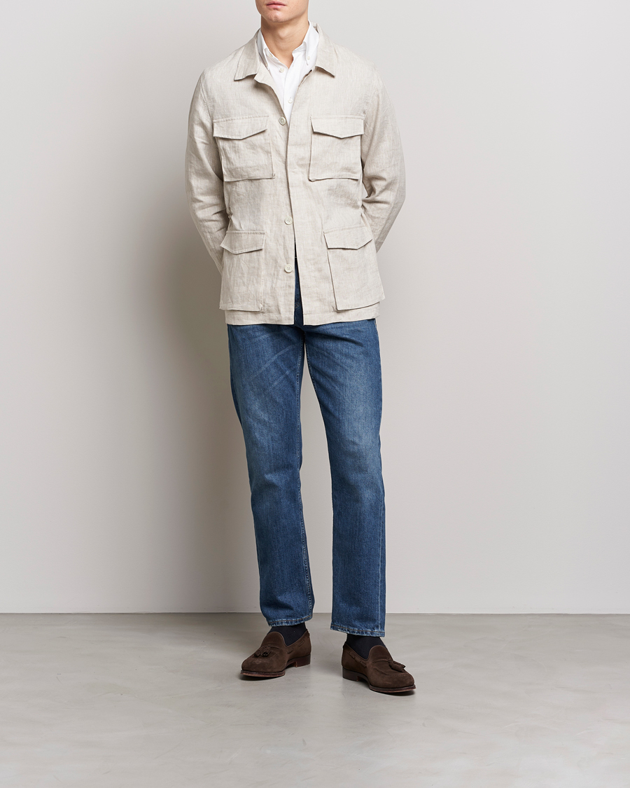 Hombres | Abrigos y chaquetas | Stenströms | Linen Field Jacket Beige