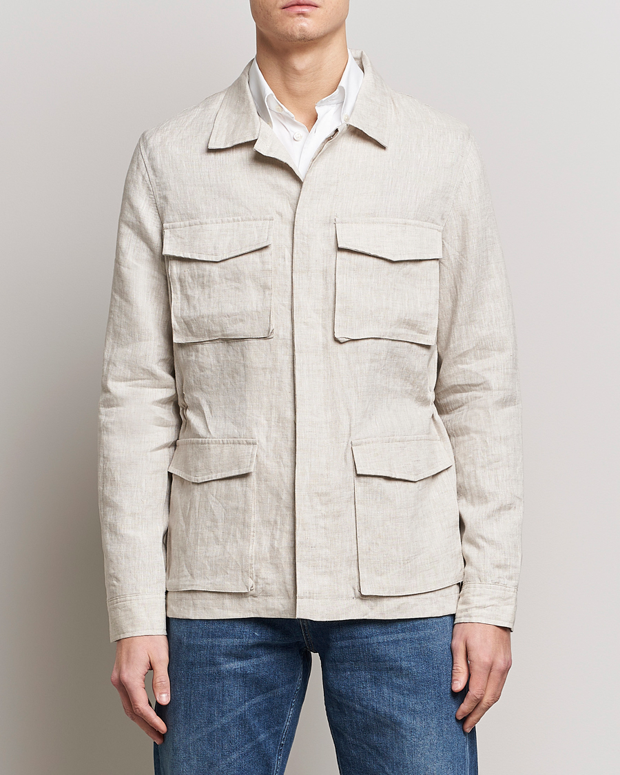 Hombres | Abrigos y chaquetas | Stenströms | Linen Field Jacket Beige