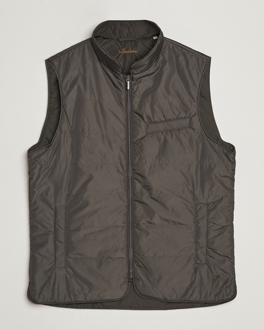 Hombres | Chalecos | Stenströms | Padded Nylon Vest Dark Green